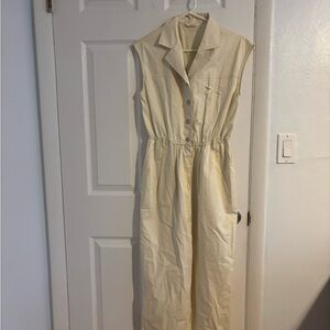 Building Cream Sleeveless Jumpsuit